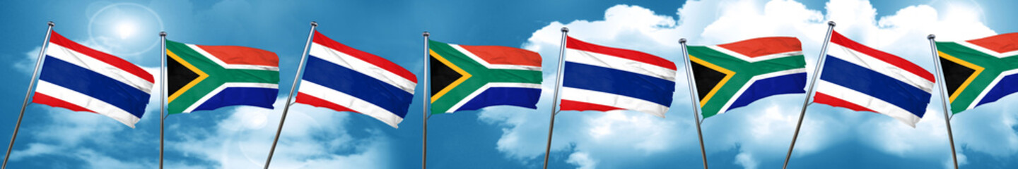 Thailand flag with South Africa flag, 3D rendering