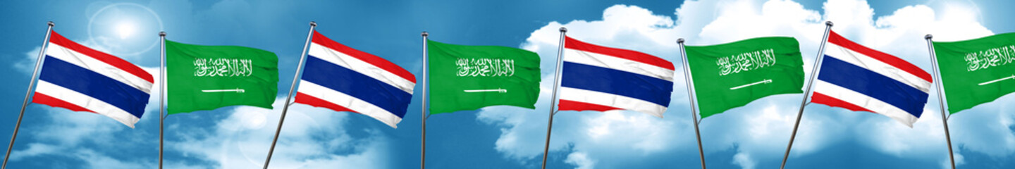 Thailand flag with Saudi Arabia flag, 3D rendering