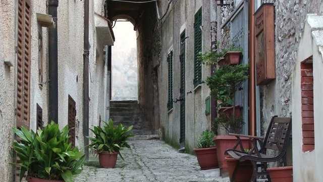 Quaint narrow street in Erice, Sicily 