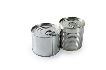 metal cans on a white background.