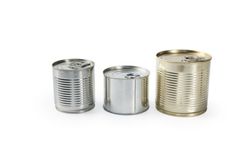 metal cans on a white background.