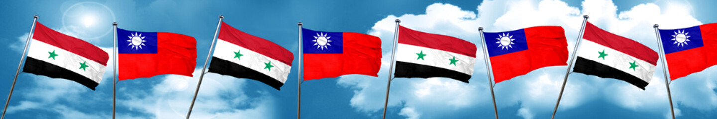 Syria flag with Taiwan flag, 3D rendering