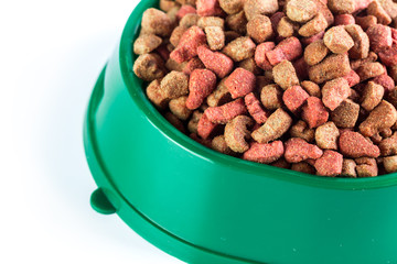 dry dog food isolated on white background