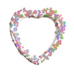 Frame in a form of a heart made of small colorful hearts
