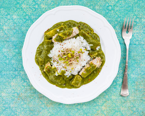 Rice with pork and lemongrass and coconut sauce.