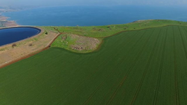 Sea of Galilee - Aerial footage over the Arbel cliff