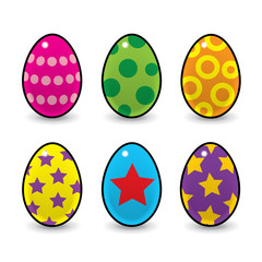Colourful Easter Eggs Decorated with Stars and Spots