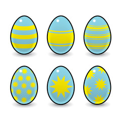 Blue and Yellow Stars & Stripes Decorated Easter Eggs