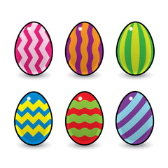 Colourful Easter Eggs Decorated with Stripes