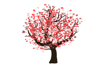 A decorative vector love tree with hearts as leaves