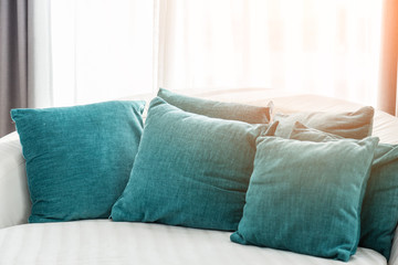 contemporary interior of Living room with part of sofa in sunny