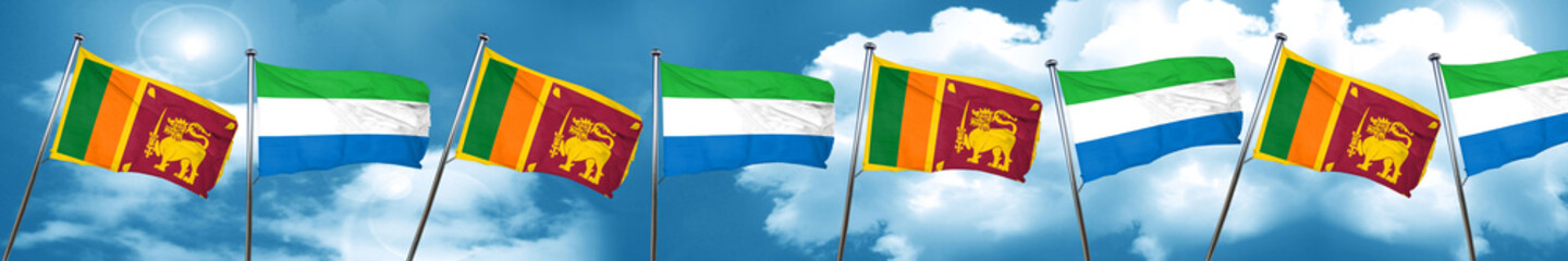 Sri lanka flag with Sierra Leone flag, 3D rendering
