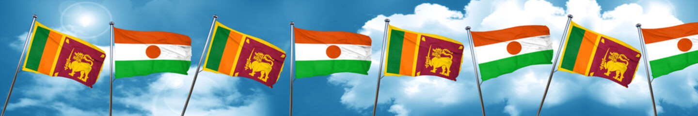 Sri lanka flag with Niger flag, 3D rendering