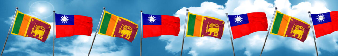 Sri lanka flag with Taiwan flag, 3D rendering