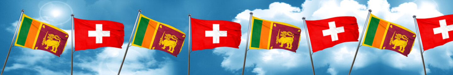 Sri lanka flag with Switzerland flag, 3D rendering