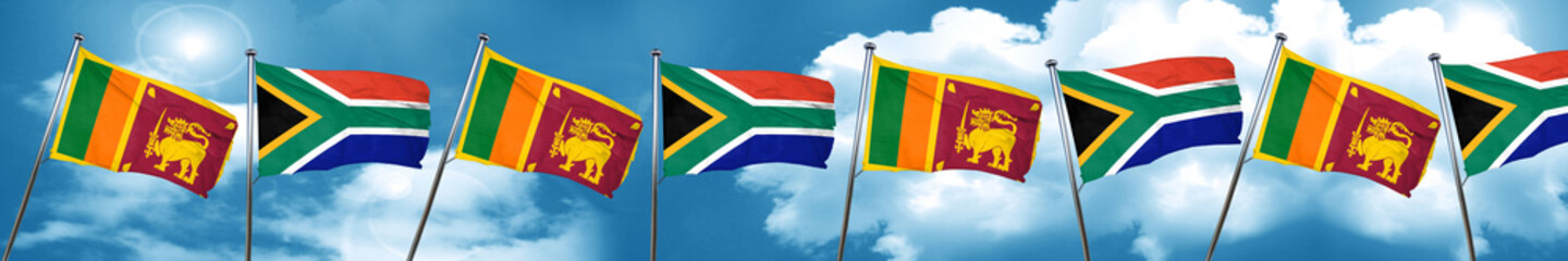 Sri lanka flag with South Africa flag, 3D rendering