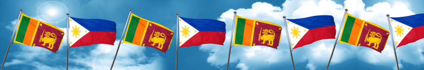 Sri lanka flag with Philippines flag, 3D rendering
