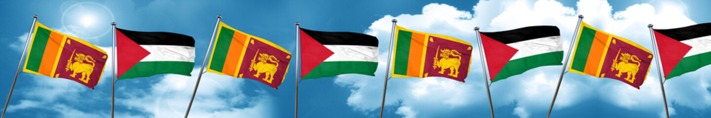 Sri lanka flag with Palestine flag, 3D rendering