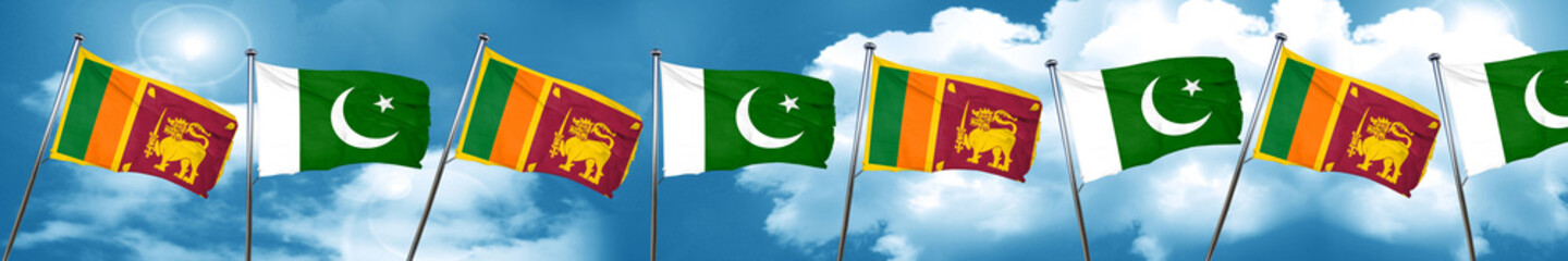 Sri lanka flag with Pakistan flag, 3D rendering