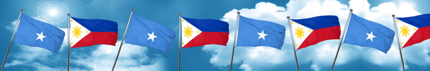 Somalia flag with Philippines flag, 3D rendering