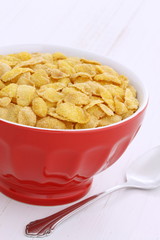 Healthy corn flakes breakfast