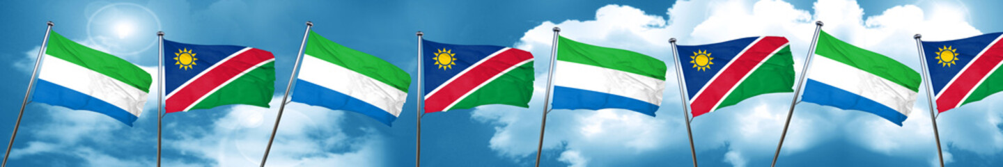 Fototapeta na wymiar Sierra Leone flag with Namibia flag, 3D rendering