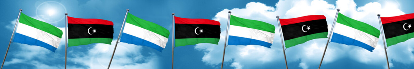 Sierra Leone flag with Libya flag, 3D rendering
