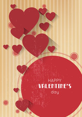 abstract valentine retro background with hearts and long shadow effect