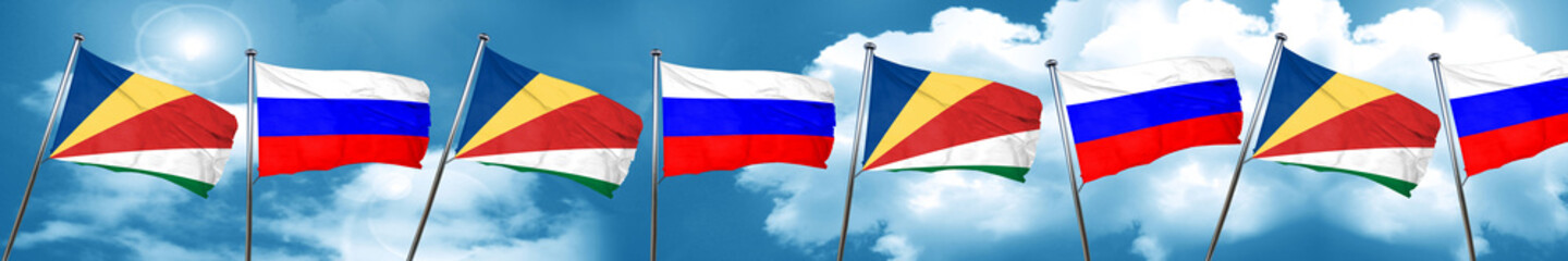 seychelles flag with Russia flag, 3D rendering