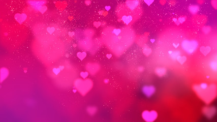 Red Valentine Flowing Hearts and Particles