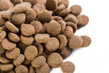 dry dog food isolated on white background