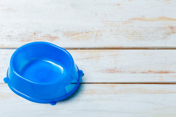 pet bowl on a grey wooden table