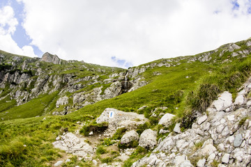 Fototapeta na wymiar Landscape from Bucegi Mountains, part of Southern Carpathians in Romania