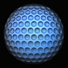 Blue golf ball isolated over black background
