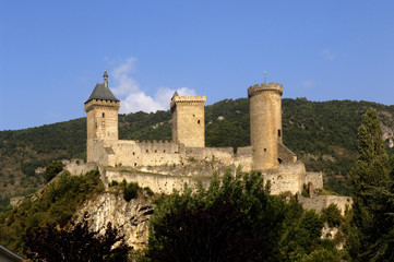Fototapeta na wymiar Castle of Foix, Cathar country, Ariege, Midi pyrenees, France