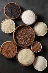 Various rice in bowls