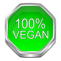 100% Vegan Button - 3D illustration