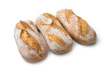 Ciabatta, fresh italian bread isolated on white background