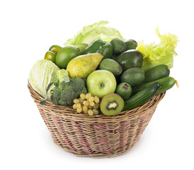 fresh vegetables in the basket isolated