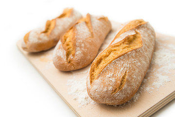 Ciabatta, fresh italian bread isolated on white background