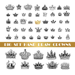 Vector heraldic elements design. A big set of black crowns © fontgraf