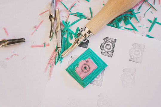 Camera icon rubber stamp making
