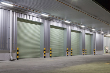 Roller door or roller shutter. Also called security door. Automatic operation with electric motor....