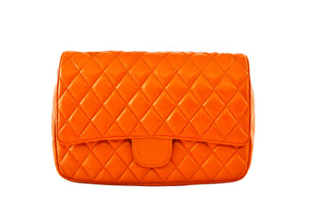 Orange women bag isolated on white background