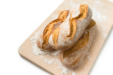 Ciabatta, fresh italian bread isolated on white background