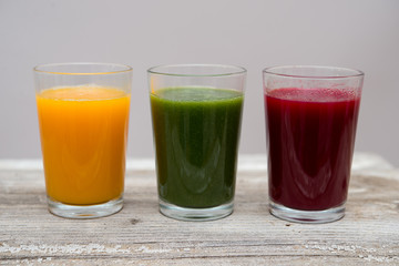 Colored Fruit smoothies