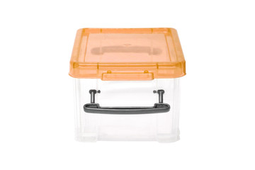Plastic storage box Plastic container isolated on white.