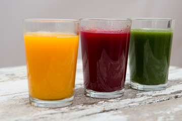 Colored Fruit smoothies