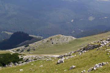 Fototapeta na wymiar Landscape from Bucegi Mountains, part of Southern Carpathians in Romania 