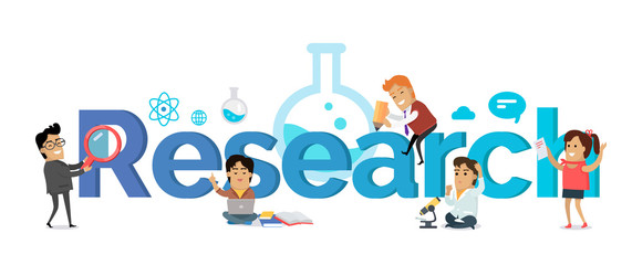 Research Banner. Education Concept. Flat Style.